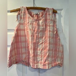 Madewell Plaid Pink and White Sleeveless Top Size Medium